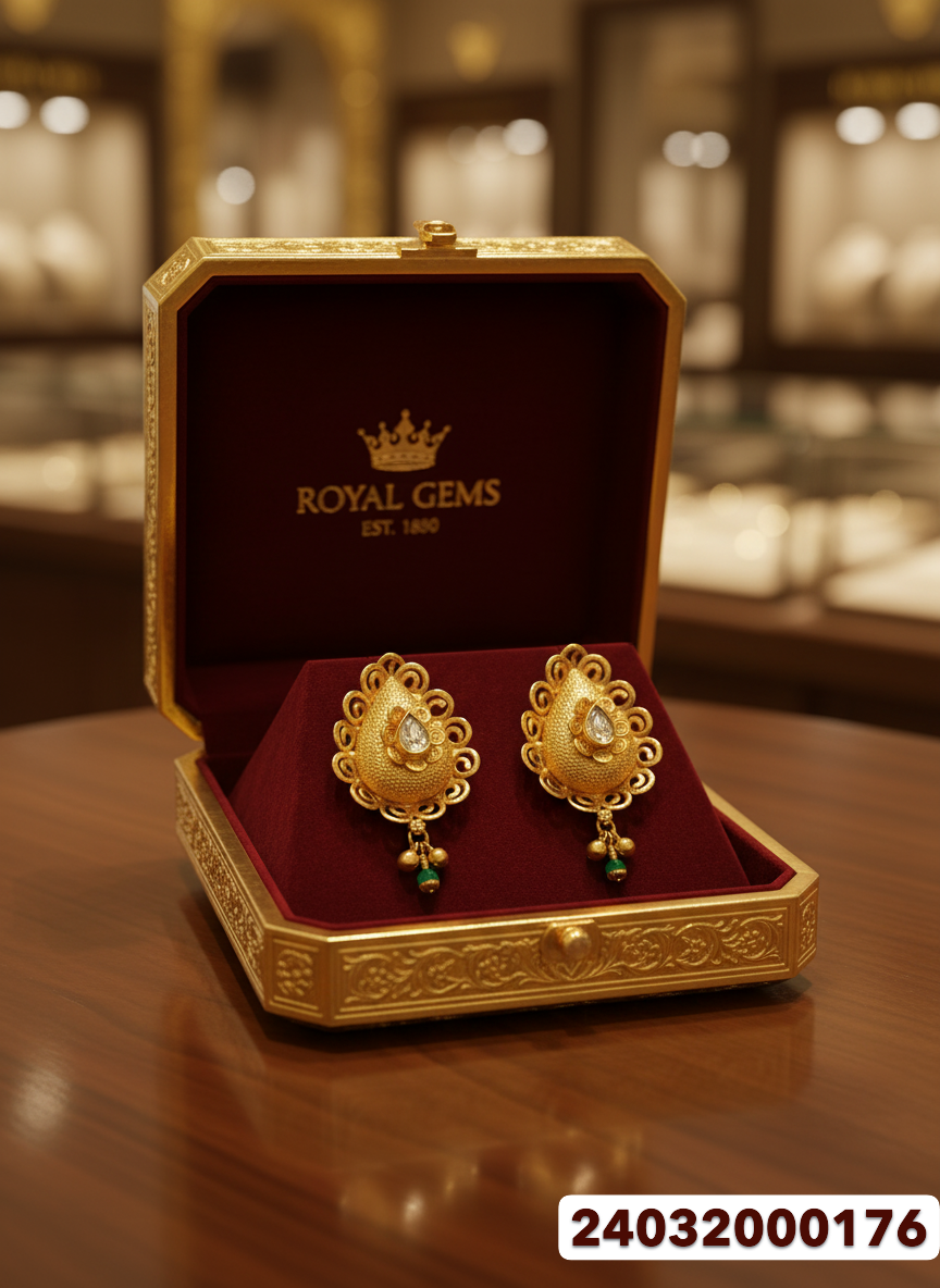 Gold Stud Earrings - 10.39 Gm