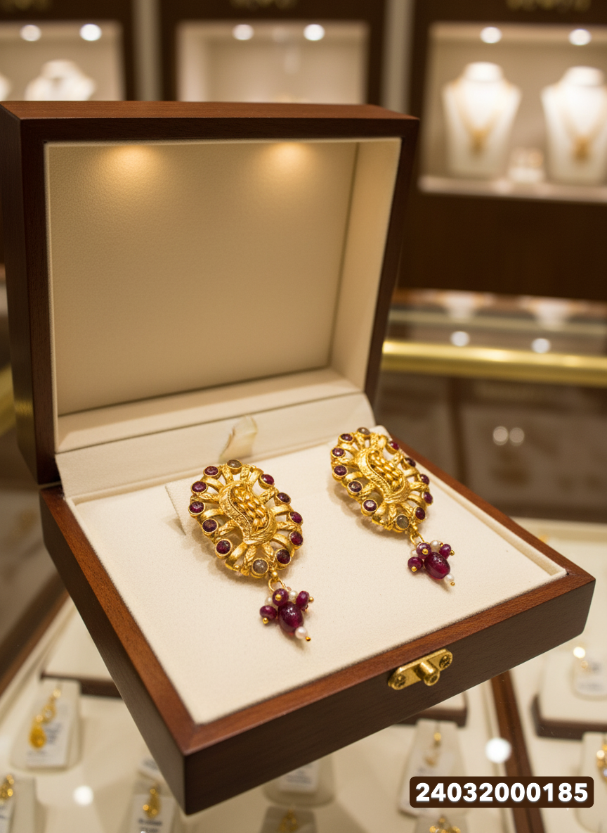 Gold Stud Earrings - 13.01 Gm
