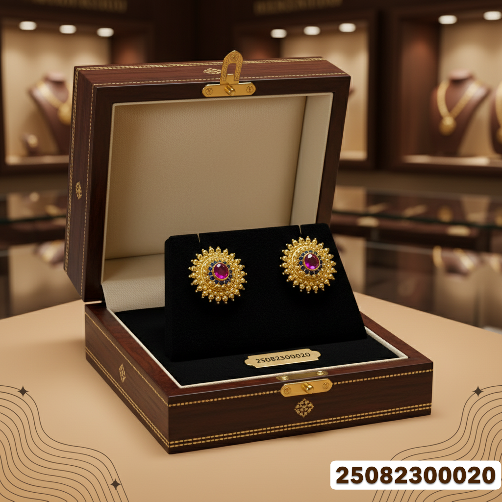 Gold Stud Earrings - 3.97 Gm